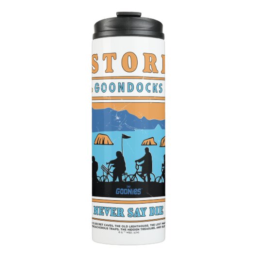 De Goonies Silhouetten boven Astoria Goondocks Thermosbeker (Voorkant)