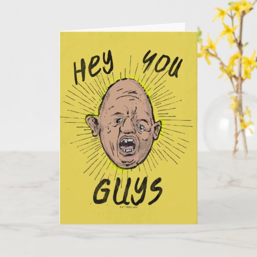 De goonies Sloth Doodle "Hey jongens" Kaart (Gele Bloem)