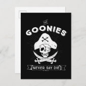 De goonies "Zeg nooit dat ze sterven" Pirate Badge Briefkaart (Voorkant / Achterkant)