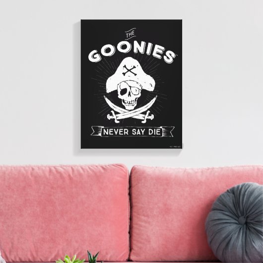 De goonies "Zeg nooit dat ze sterven" Pirate Badge Canvas Afdruk (Insitu (Woonkamer))