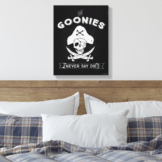 De goonies "Zeg nooit dat ze sterven" Pirate Badge Canvas Afdruk (Insitu (Slaapkamer))