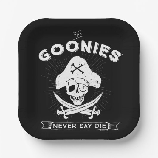 De goonies "Zeg nooit dat ze sterven" Pirate Badge Papieren Bordje (Voorkant)