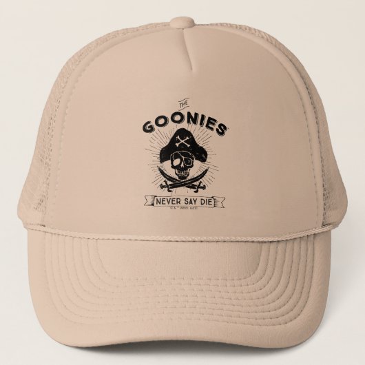 De goonies "Zeg nooit dat ze sterven" Pirate Badge Trucker Pet (Voorkant)