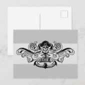 De goonies "Zeg nooit die dag" Pirate Anchor Badge Briefkaart (Voorkant / Achterkant)