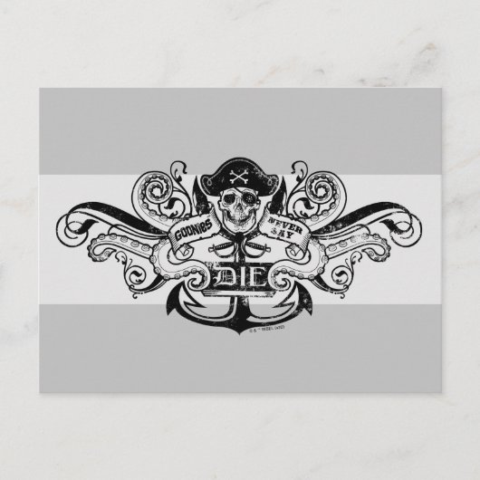 De goonies "Zeg nooit die dag" Pirate Anchor Badge Briefkaart (Voorkant)