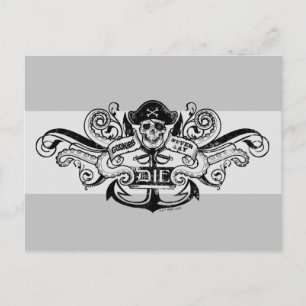 De goonies "Zeg nooit die dag" Pirate Anchor Badge Briefkaart