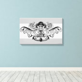 De goonies "Zeg nooit die dag" Pirate Anchor Badge Canvas Afdruk (Insitu (Houten vloer))