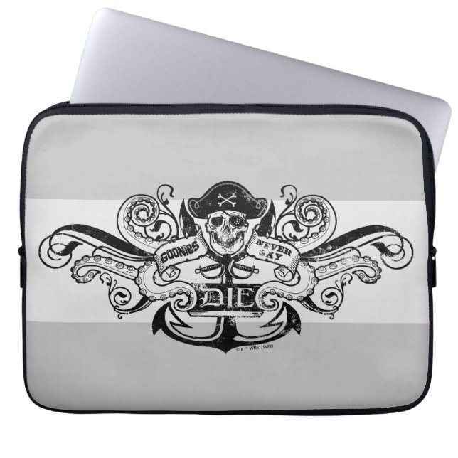 De goonies "Zeg nooit die dag" Pirate Anchor Badge Laptop Sleeve (Voorkant)