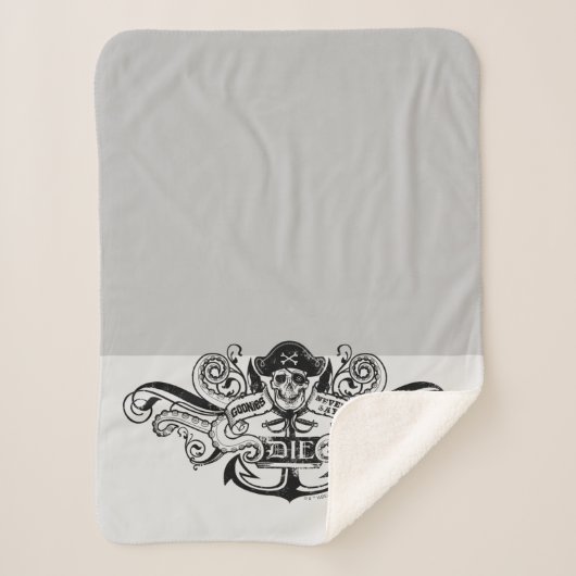 De goonies "Zeg nooit die dag" Pirate Anchor Badge Sherpa Deken (Voorkant)