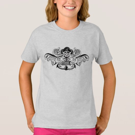 De goonies "Zeg nooit die dag" Pirate Anchor Badge T-shirt (Voorkant)
