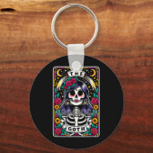 De Goth Grappige Tarotkaart Sarcasme Skelet Schede Sleutelhanger (Voorkant)