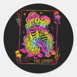 De Gothic van de Lovers Tarot Card Tie Dye Kissing Ronde Sticker