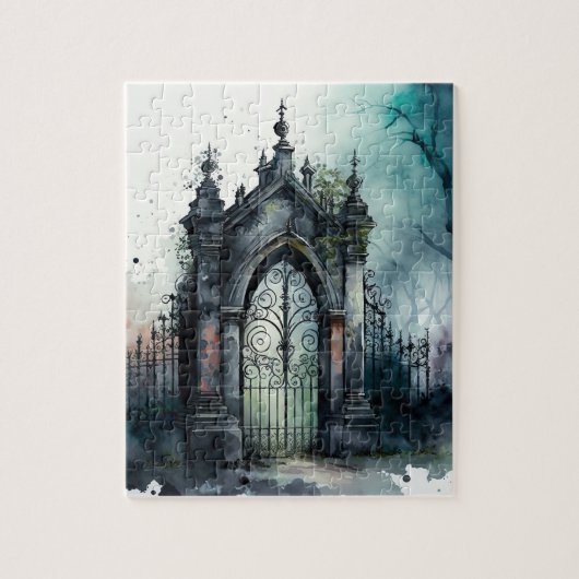 De gotische begraafplaats hek serie ontwerp 11 legpuzzel (Verticaal)