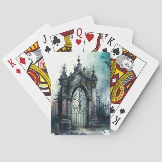 De gotische begraafplaats hek serie ontwerp 11 pokerkaarten (Achterkant)