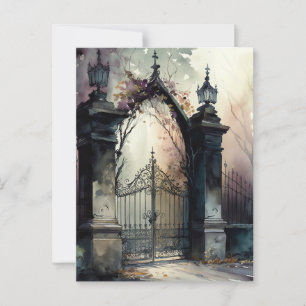 De gotische begraafplaats hek serie ontwerp 12 briefkaart