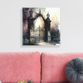 De gotische begraafplaats hek serie ontwerp 12 canvas afdruk (Insitu (Woonkamer))