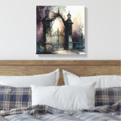 De gotische begraafplaats hek serie ontwerp 12 canvas afdruk (Insitu (Slaapkamer))