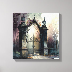 De gotische begraafplaats hek serie ontwerp 12 canvas afdruk