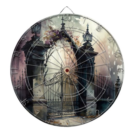 De gotische begraafplaats hek serie ontwerp 12 dartbord (Voorkant)