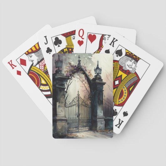 De gotische begraafplaats hek serie ontwerp 12 pokerkaarten (Achterkant)