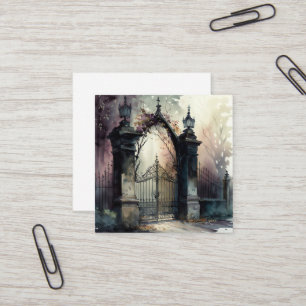 De gotische begraafplaats hek serie ontwerp 12 vierkante visitekaartje