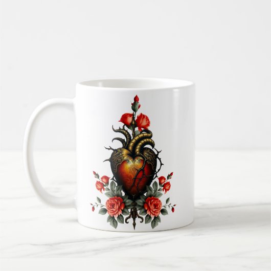 De gotische elegantie van het hart koffiemok (Links)