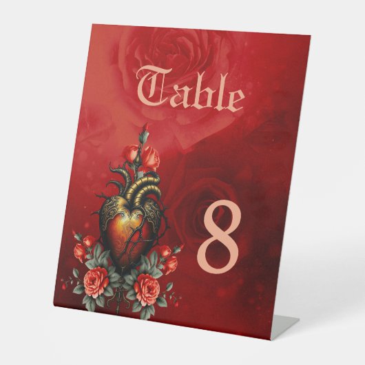 De gotische elegantie van het hart reclamebord met voetstuk (Voorkant)