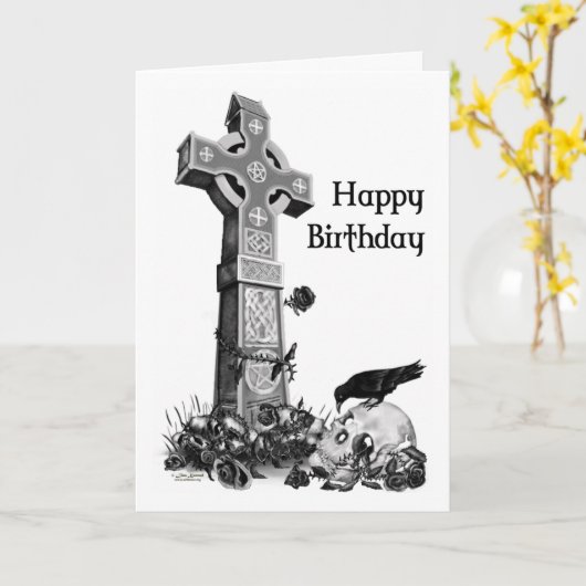 De gotische Kaart van de Verjaardag (Gele Bloem)