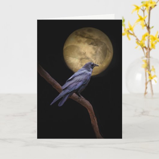 De gotische Kaart van Halloween van de Raaf (Gele Bloem)