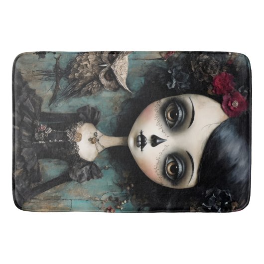 De Gotische Pop en Haar Huisdier Uil Badmat (Voorkant)