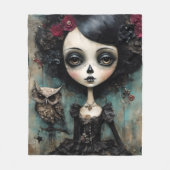 De Gotische Pop en Haar Huisdier Uil Fleece Deken (Voorkant)