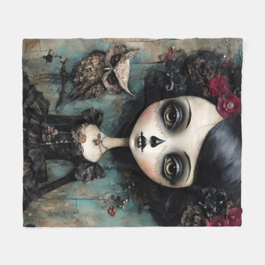 De Gotische Pop en Haar Huisdier Uil Fleece Deken (Voorkant (Horizontaal))