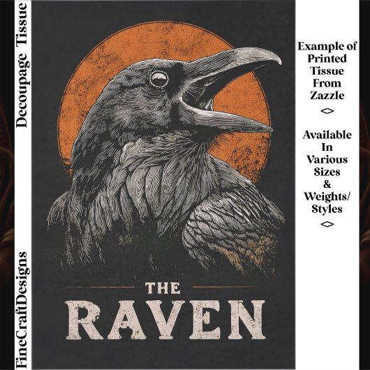 De Gotische Raven & Maan Illustratie ET2 Decoupage Tissuepapier
