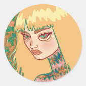 De Gotische Vrouw Ronde Sticker (Voorkant)
