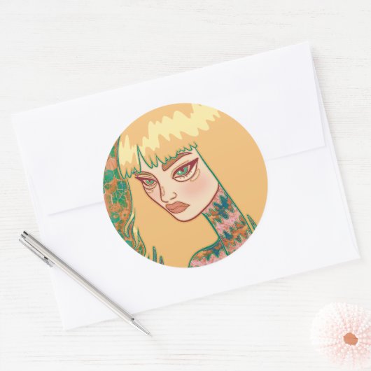 De Gotische Vrouw Ronde Sticker (Envelop)