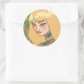 De Gotische Vrouw Ronde Sticker (Tas)