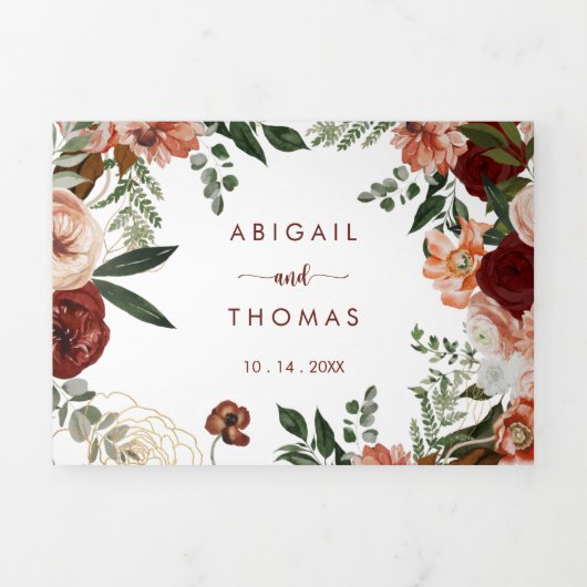 De goudbijtste kleurrijke Floral bruiloft van Drieluik Uitnodiging (Cover)