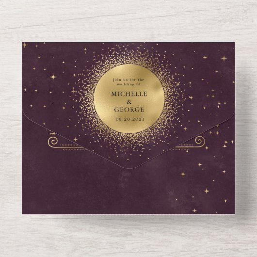 de goudbruiloft van hemels in één uitnodiging (Achterkant)