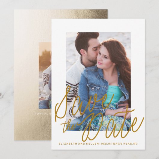 DE GOUDE TEKST BEWAREN DE DATUM sparen de Kaart va (Voorkant / Achterkant)