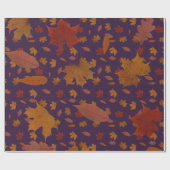 De gouden Bladeren van de Herfst op de Blauwe Cadeaupapier (Vlak)