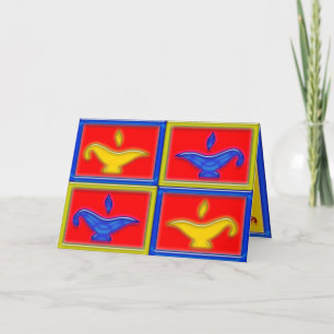 De gouden & Blauwe Kaart van Diwali van Lampen