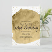 De gouden borstelslag van de waterverf op witte ui kaart (Staand voorkant)