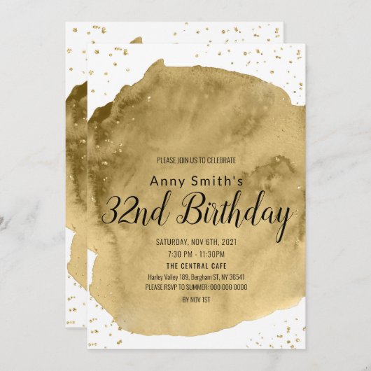 De gouden borstelslag van de waterverf op witte ui kaart (Voorkant / Achterkant)