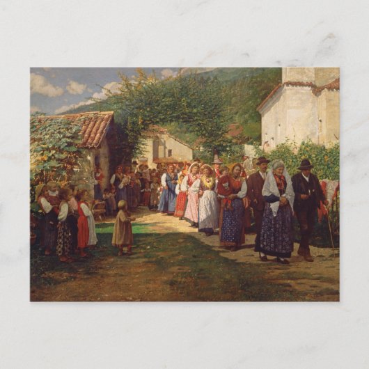 De gouden bruiloft (olie op doek) briefkaart (Voorkant)