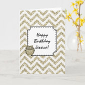 De gouden Chevron Faux schittert Kaart (Gele Bloem)