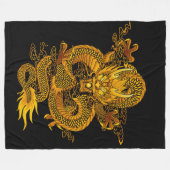 De gouden Chinese Draak van de Keizer Fleece Deken (Voorkant (Horizontaal))