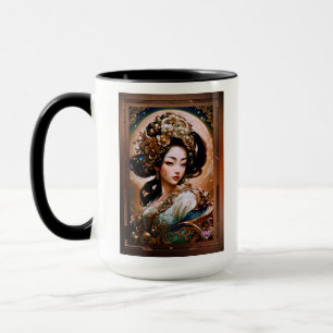De Gouden Draak Geisha Meisje AI Kunst door Xzendo Mok