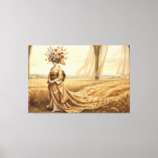De Gouden Echo: Surrealistische Botanische Geest i Canvas Afdruk