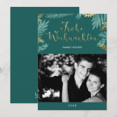 De gouden en Groene Foto van Frohe Weihnachten van Feestdagenkaart (Voorkant / Achterkant)