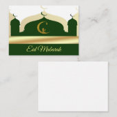De gouden en groene moskee Eid Mubarak Notitiekaartje (Voorkant / Achterkant)